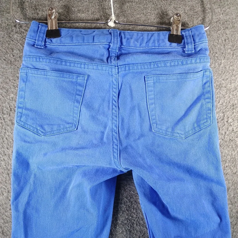 Lands End Jeans Women 12S Pencil Leg Bright Blue Low Rise Nautical‎ Unique Punk